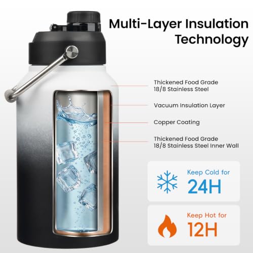 87 oz Insulated Stainless Steel Water Bottle Jug with Handle