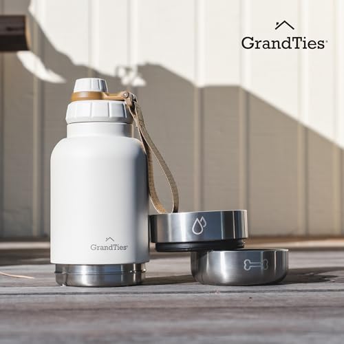 Insulated Portable Dog Water Bottle with 2 Detachable Water Bowl Dispenser