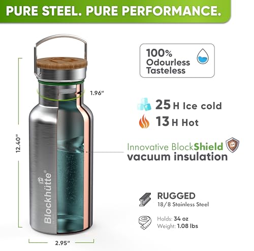Insulated Custom Water Bottle 34 fl oz for Sports & Hiking