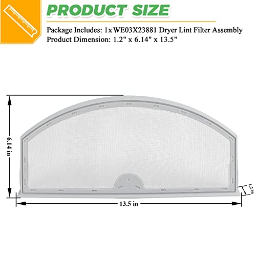 Upgraded WE03X23881 Dryer Lint Trap Screen Filter Replacement for GE Hotpoint Dryers GTD42EASJ2WW GTD33EASK0WW GTX22EASK0WW GTD65EBSJ3WS GTD42GASJ2WW GTD45EASJ2WS