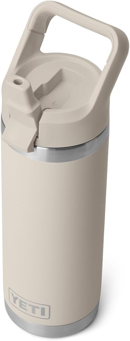 YETI Rambler 18 oz Bottle, Vacuum Insulated, Stainless Steel with Color Matching Straw Cap, Cape Taupe