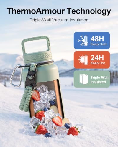 Water Bottle Insulated 40 oz with 3 Lids