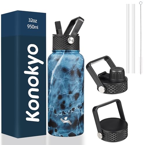 32 oz Insulated Stainless Steel Water Bottle with Straw Lid