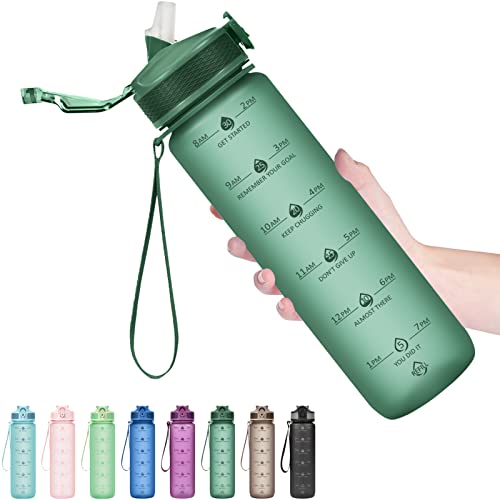 Plastic Water Bottle With Straw & Time Marker