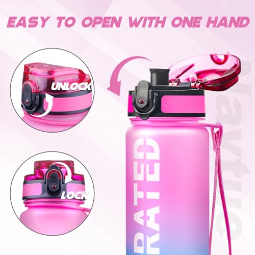 Water Bottle 32 oz Motivational Time Marker Tritan Bottle