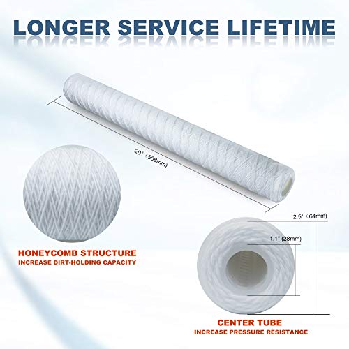 5 Micron 20"x2.5" String Wound Sediment Water Filter (6 Count)