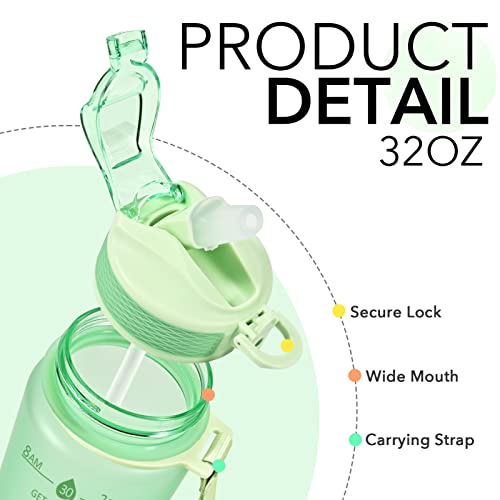 Plastic Water Bottle With Straw & Time Marker
