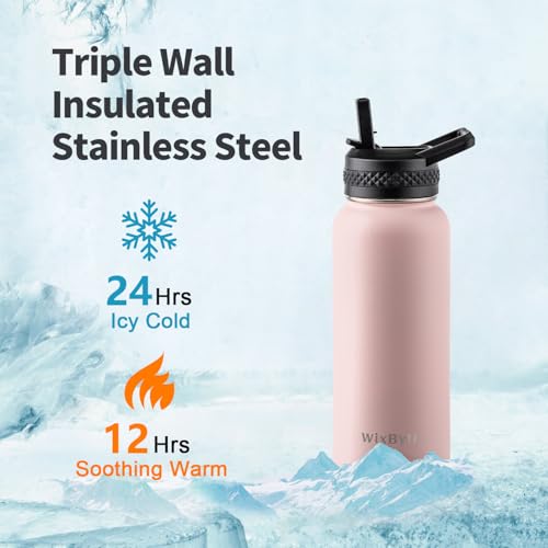 32 oz Insulated Water Bottle with Straw