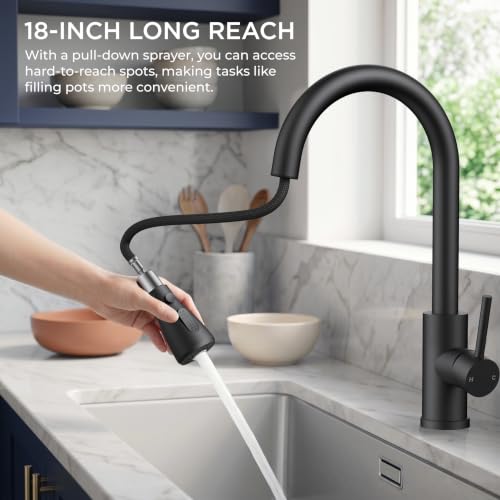 Black Touch Kitchen Faucet with Pull Down Sprayer