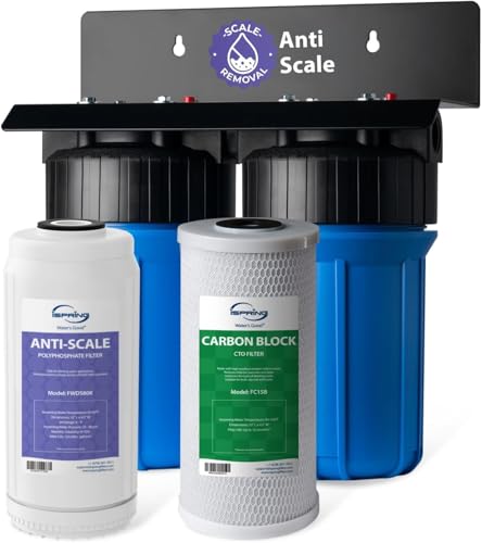 WGB21B-DS 2-Stage Whole House Water Filtration System, with 10" x 4.5" Sediment CTO(Chlorine, Taste, and Odor) Filter, Anti-Scale polyfilter, 1" Inlet/Outlet