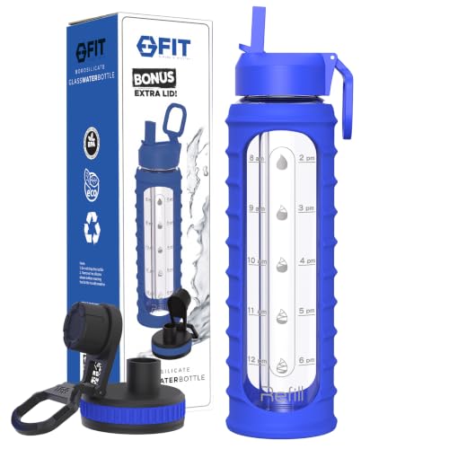32 oz Glass Water Bottle with Time Marker