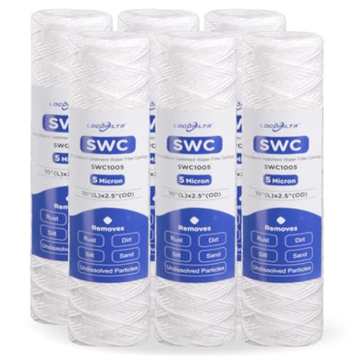 5 Micron 10" x 2.5" Whole House String Wound Water Filter Cartridge (6 Count)