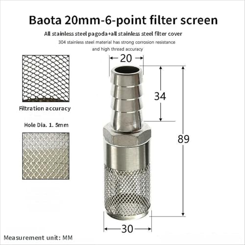 304 Stainless Steel Water Pump Filter Hose End Strainer Barbed Inline Mesh Screen