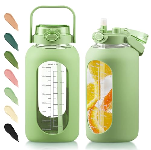 74 oz Glass Water Bottle with 2