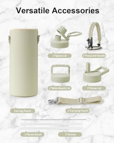 Water Bottle Insulated 40 oz with 3 Lids