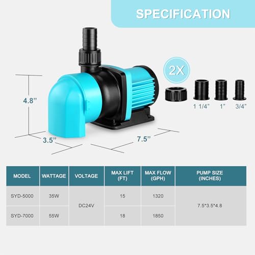 1850GPH Aquarium Return pump with LCD display controller