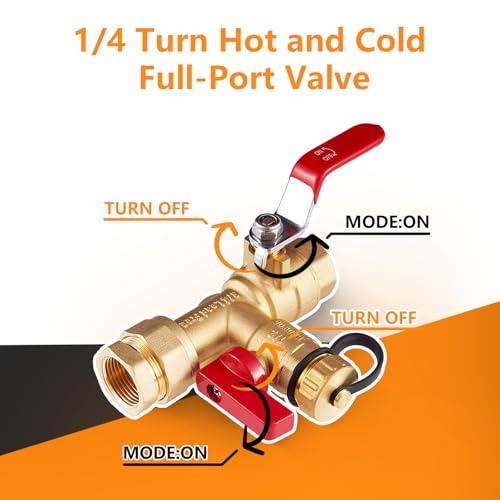 1PC HeSun 3 4" FIP IPS Isolator Tankless Water Heater Service Valve Kit (3 Count)