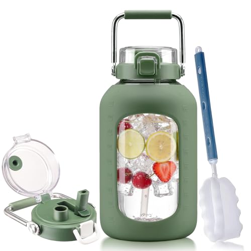 100 oz Glass Water Bottle with Straw