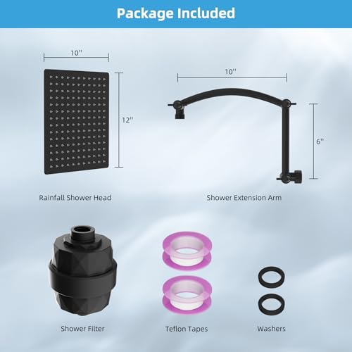 12'' Filtered Rain Shower Head with 16'' Extension Arm