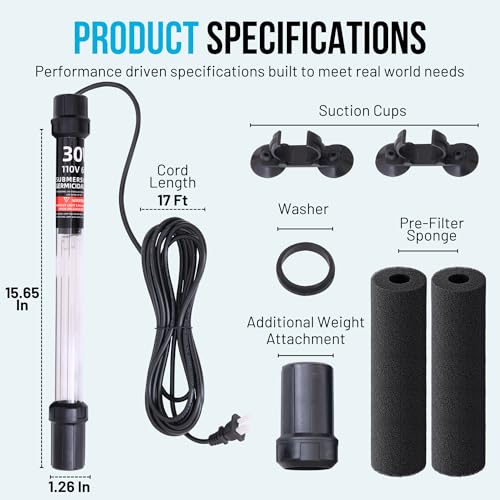 30W UV C Light with 17ft Cable for 200