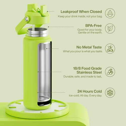 Insulated Water Bottle with Straw Stainless Steel Water Bottle