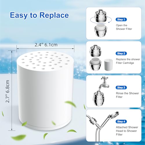 4 Pack 20 Stage Shower Filter Replacement Cartridge for Hard Water (4 Count)