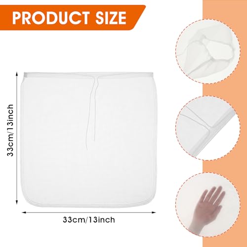 4 Pack Nylon Nut Milk Bag 13×13 Inches Fine Mesh Cheese Cloth Multiple Usage Reusable Food Strainer Professional Cold Brew Filter for Straining Fruit Juice Coffee Tofu Greek Yogurt Tea (4 Count)
