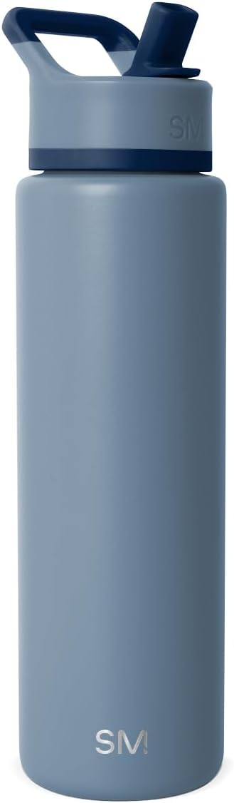 Simple Modern Water Bottle with Straw Lid | Vacuum Insulated Stainless Steel Metal Thermos | Reusable Leak Proof BPA-Free Flask for Sports Gym | Summit Collection | 30oz, Blue Dune