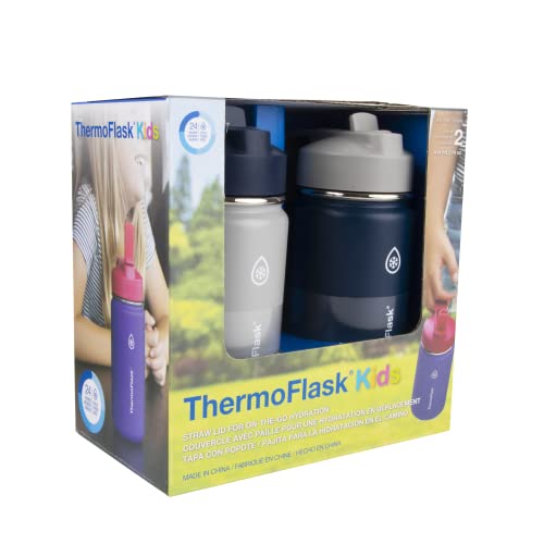 Kids 14 oz Insulated Water Bottles with Straw Lid BPA (2 Count)