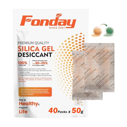 50Gram 40Packets Fonday Moisture Indicating Silica Gel Desiccant Packs