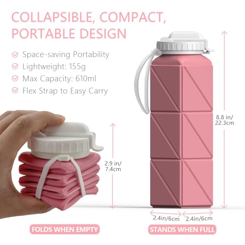 Collapsible Water Bottles with Straw 21 oz