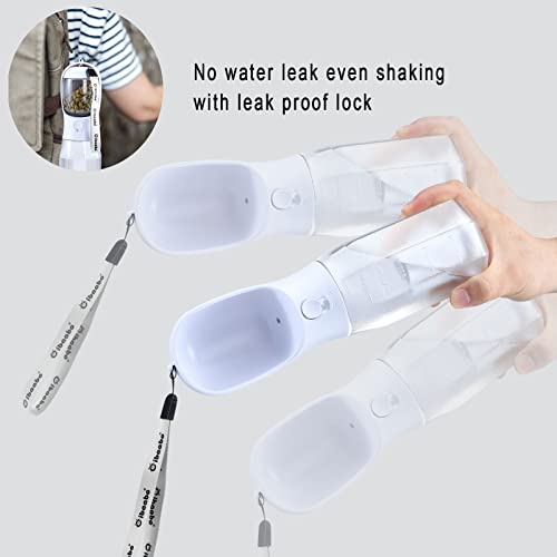 Dog Water Bottle with Food Container & Poop Bag Holder & Filter