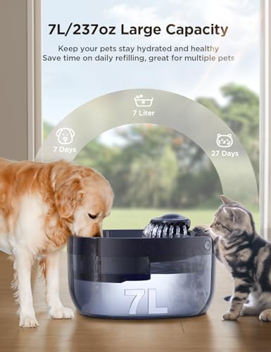 7L 1.8Gal Dog Water Fountain for Large Dog