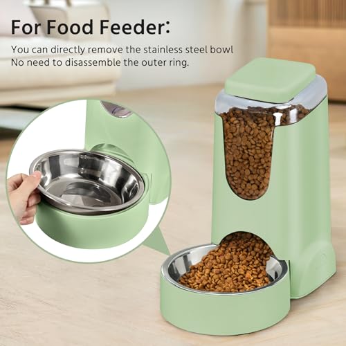 2 Pack Automatic Cat Feeder and Stainless Steel Water Dispenser