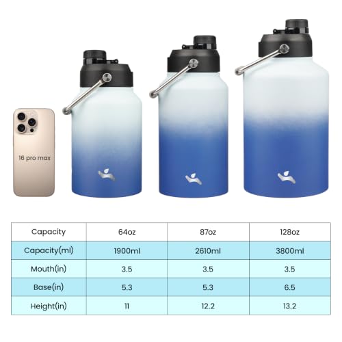 128 oz Insulated Stainless Steel Water Bottle Jug with Handle