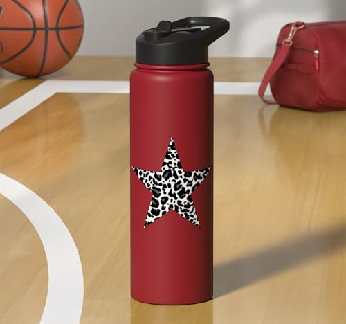 Star Shape Cute Cheetah Leopard Print Graphic Stainless Steel Insulated Water Bottle