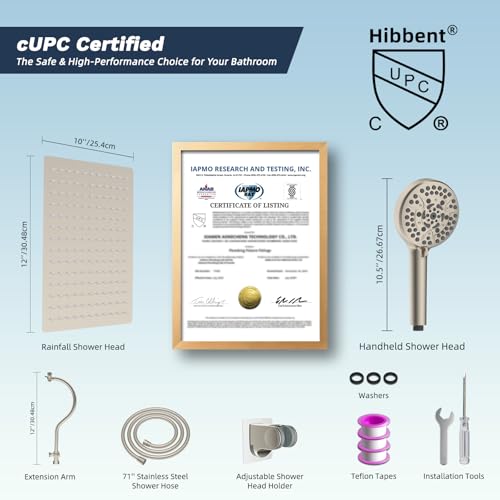All Metal cUPC Certified High Pressure Rainfall 12'' Shower Head