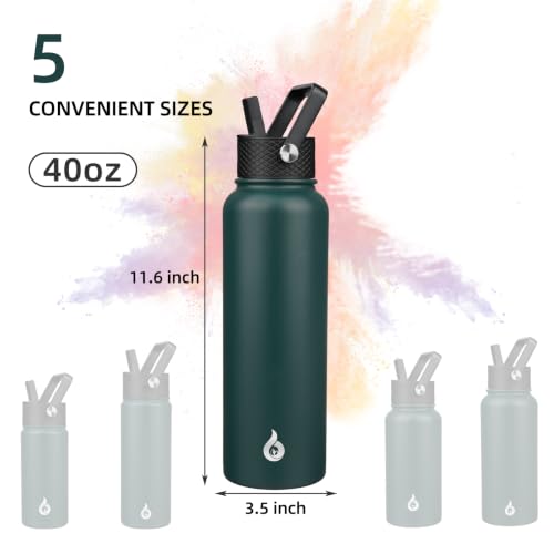 40oz Insulated Water Bottle with Straw Lid
