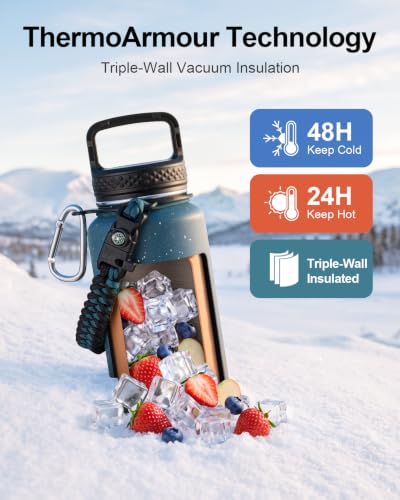 Water Bottle Insulated 40 oz with 3 Lids