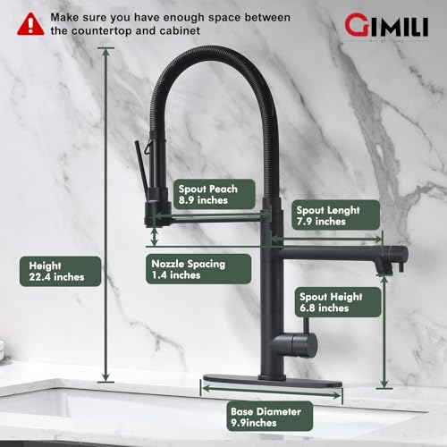Dual Spout Black Kitchen Sink Faucet with Pull Down Sprayer