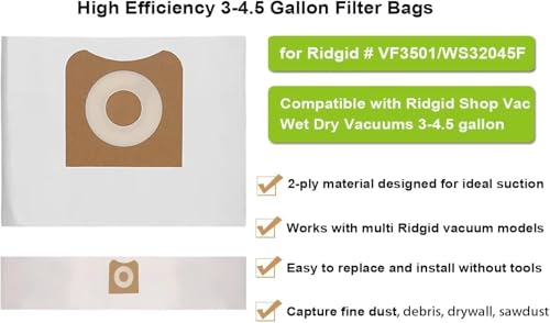 2 Pack VF3500 Replacement Filter for Ridgid Shop Vac 3