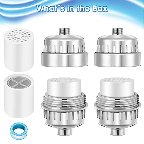2 Pcs Shower Filter with 4 Pack 20 Stage Shower Filter Replacement