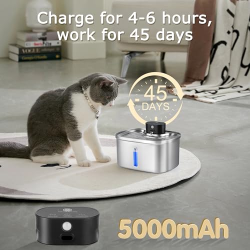 Wireless Cat Water Fountain Stainless Steel (169 Fl Oz)