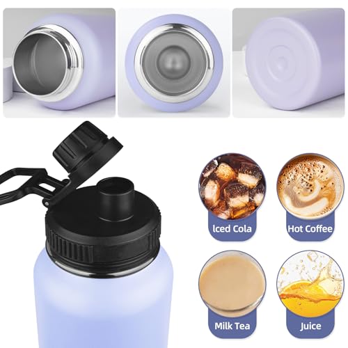 32oz Metal Sports Insulated Water Bottle with 2 Lids