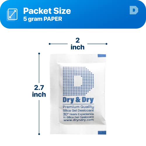 80 Packets] 5 Gram "Dry & Dry" Premium Pure & Safe Silica Gel Packets Desiccant Dehumidifiers