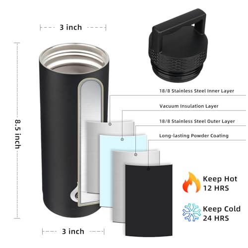 18oz Insulated Water Bottle Stainless Steel Water Bottle with Handle