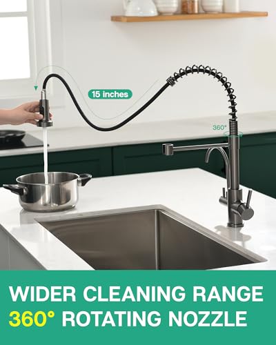 3 in 1 Kitchen Faucet with Pull Down Sprayer Black Stainless