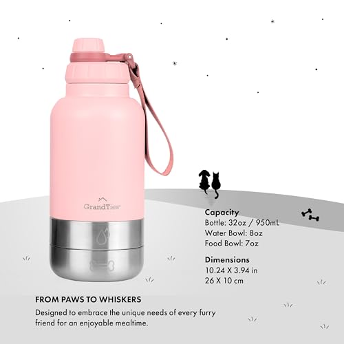Insulated Portable Dog Water Bottle with 2 Detachabl Water Bowl Dispenser