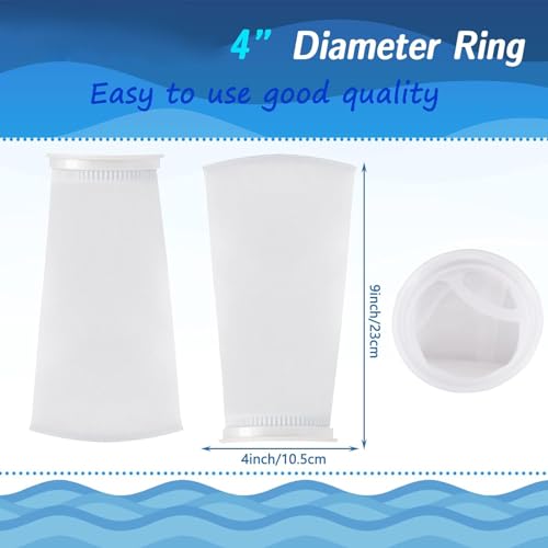 16 Pack 4 Inch Ring Filter Socks 200 μm Aquarium Filter Bags Aquarium Socks for Tank Sump Saltwater Freshwater