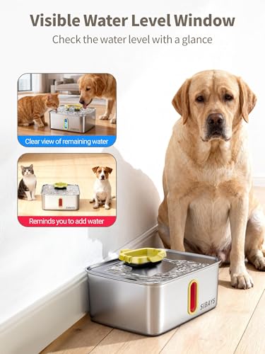 4Gal 15L Stainless Steel Large Dog Water Fountain